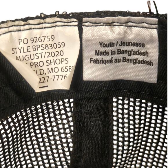 Bass Pro Shops Youth Black Mesh Trucker Hat Adjustable Snapback Fishing Logo - Picture 9 of 10